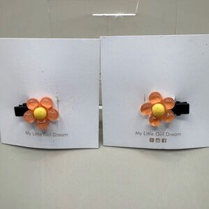 Orange and Yellow Flower Hair Clips